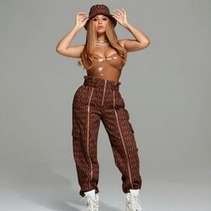 IVY PARK Brown Patterned Cargo Joggers